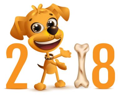 Sarı bir köpek sembolü Çin takvimine 2018 yıl