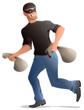 Maskeli adam hırsız çanta ile çalışır