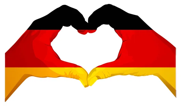 두 손바닥 심장 모양을 확인합니다. 독일 깃발 — 스톡 벡터
