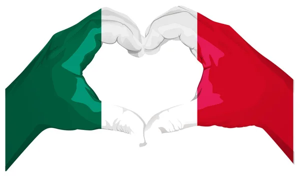 두 손바닥 심장 모양을 확인합니다. 멕시코의 국기 — 스톡 벡터