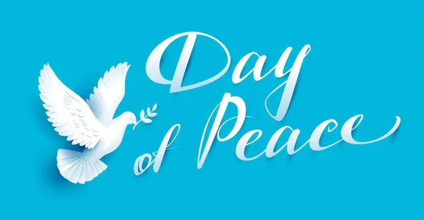 День миру текст для вітальних листівок. Білий голуб з символом миру — стоковий вектор