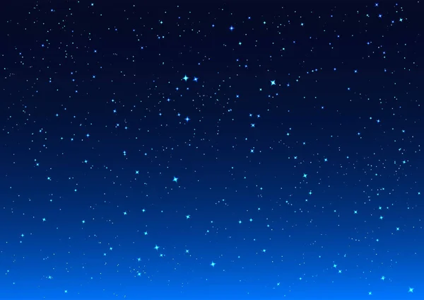 밝은 파란색 어두운 밤 하늘에 별 — 스톡 벡터