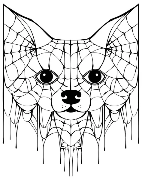 Svart spindelnät siluett huvud hund. Halloween tillbehör — Stock vektor