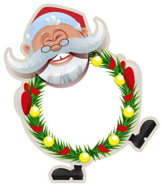 Boże Narodzenie Santa Claus wieniec gałęzi jodły — Wektor stockowy