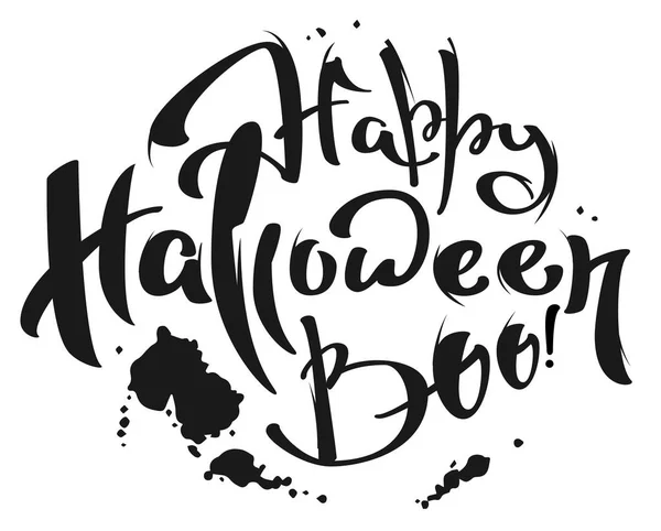 Happy Halloween Buo Schriftzug Text für Grußkarte — Stockvektor