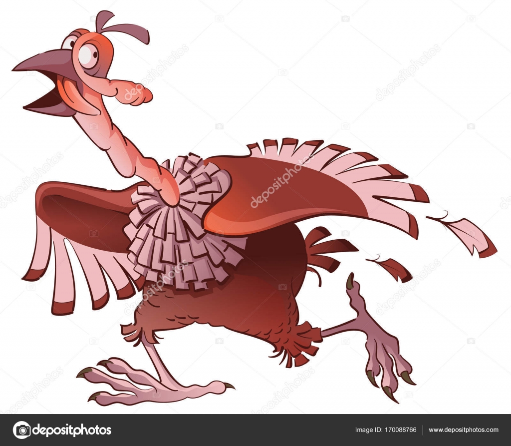 Dessin Animé Turquie Oiseau Court Loin Dans La Peur Symbole