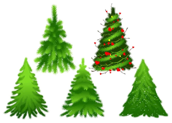 Set green Christmas fir pine tree — Stock Vector