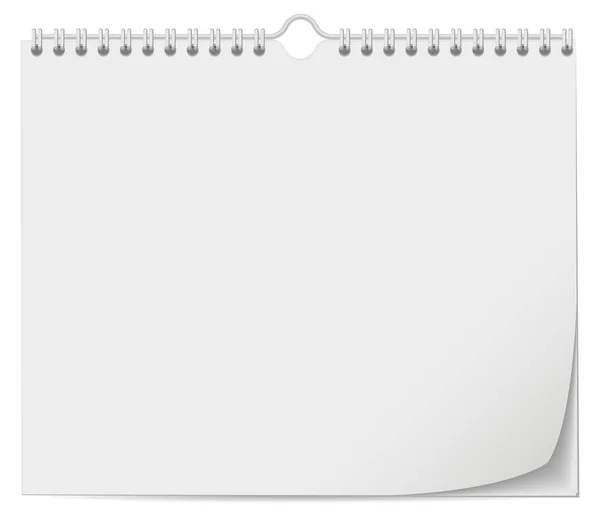 Modèle de calendrier mural blanc avec ressort — Image vectorielle