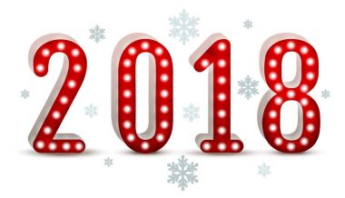 2018 yeni yıl sayı neon siluet