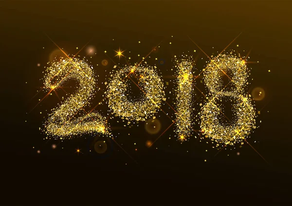 Goldener Konfetti-Gruß zum neuen Jahr 2018 — Stockvektor