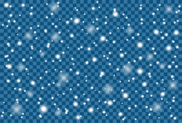 Nieve abundante sobre fondo azul transparente — Vector de stock