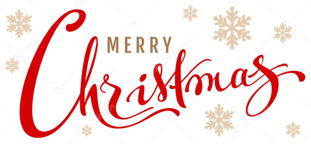 Merry Christmas calligraphy text. Isolated on white