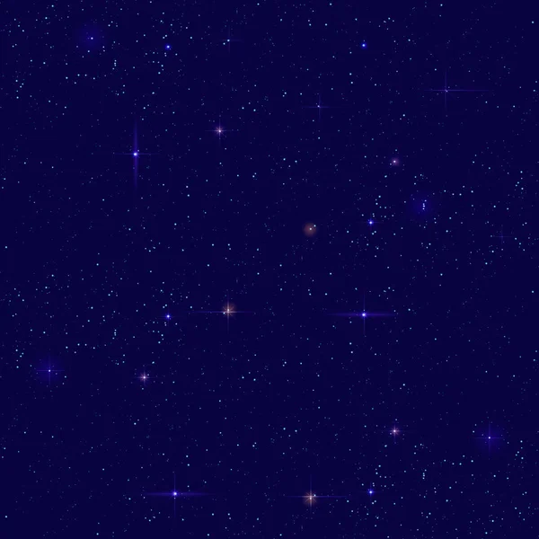 Cielo estrellado nocturno sin costuras. Pequeña estrella distante brilla en el cielo oscuro — Vector de stock