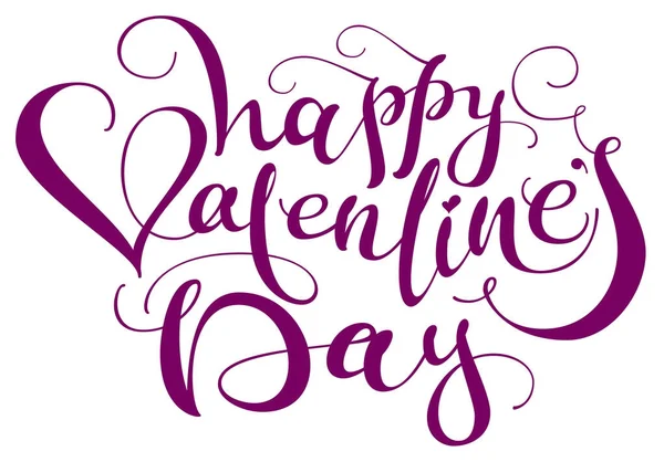 Feliz día de San Valentín caligrafía manuscrita texto. Corazón forma símbolo amor — Vector de stock