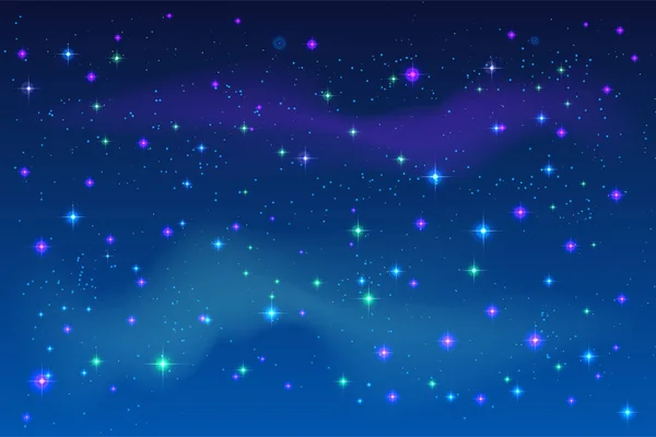 Estrellas brillantes en el cielo azul de la noche — Vector de stock