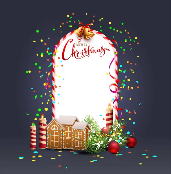 Merry Christmas sjabloon frame wenskaart — Stockvector