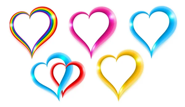 사랑의 색상 설정된 심장 모양 상징 — 스톡 벡터