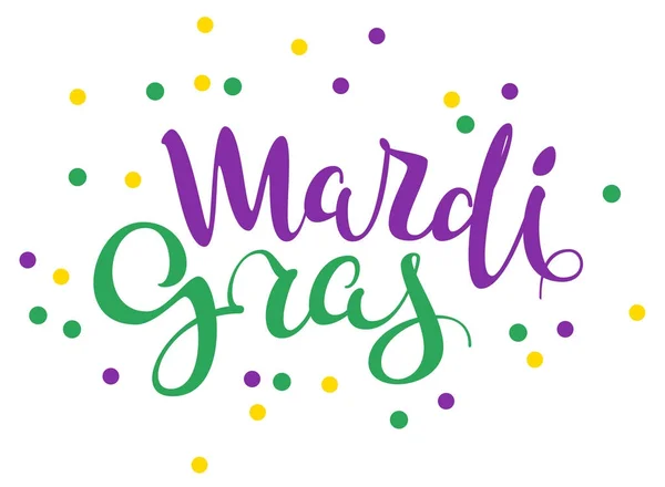 Mardi gras calligrafia scritta a mano testo lettering per biglietto di auguri — Vettoriale Stock