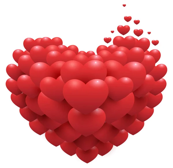 Röda hjärtan på hjärtat formen symbol för kärlek. Tillbehör för alla hjärtans dag — Stock vektor