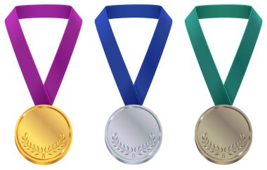 Altın, gümüş ve bronz madalya Kış Olimpiyat Oyunları şablon. Teyp kümesi spor madalyası