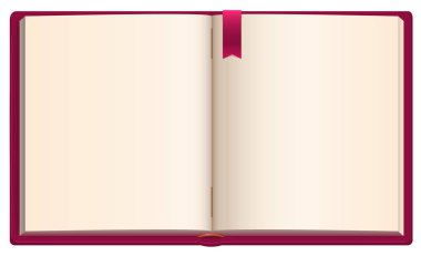 Kırmızı kurdele yer işareti ile açık boş kitap