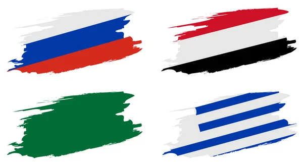 Championnat du monde de football 2018. Drapeaux du groupe A - Russie, Égypte, Arabie saoudite, Uruguay — Image vectorielle