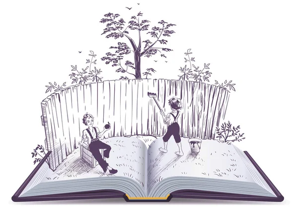 Tom Sawyer boyalar çit açık Kitap Illustration