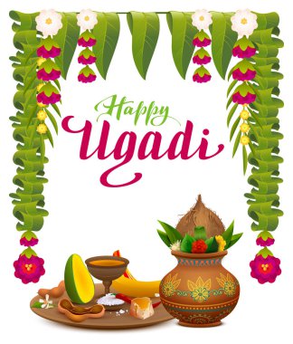 Yeni Ugadi Hint yılınız kutlu olsun. Tebrik kartı yolluyorum. Geleneksel bayram yemeği mango, şeker, tamarind, tuz, biber