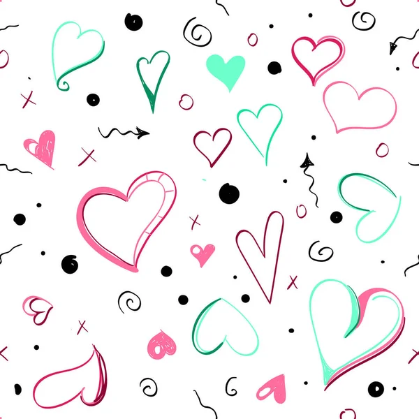 Heart is symbol of love. Abstract valentines day seamless pattern — Stock Vector