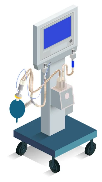 Modern solunum cihazı tıbbi ürün hastane ekipmanları. 3d izometrik simge Stok Illüstrasyon