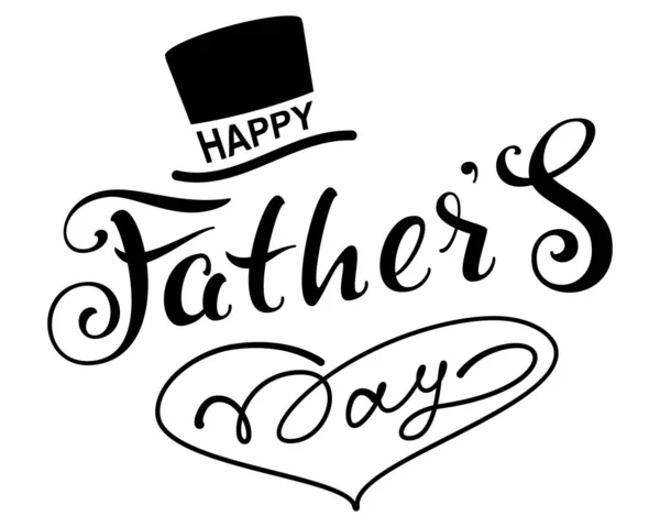 Happy Fathers day text lettering for greeting card isolated on white — Stock Vector