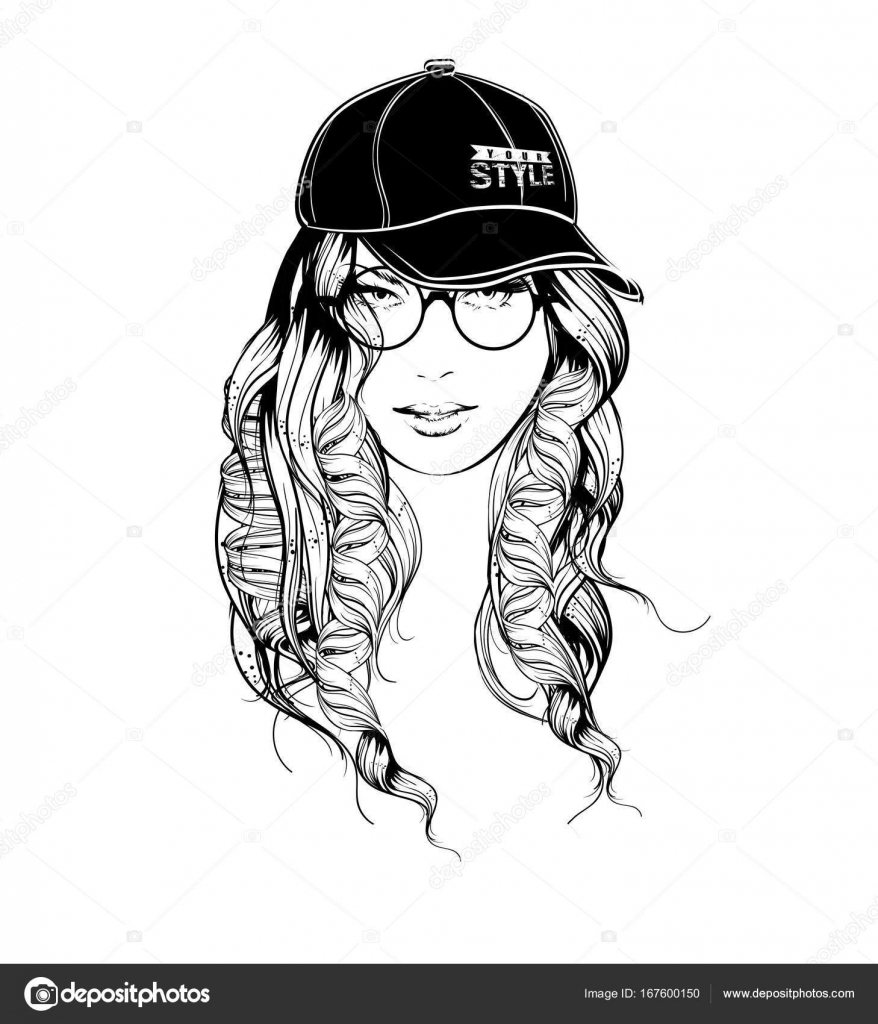 A Girl In A Baseball Cap And Glasses Fashion Girl Stock