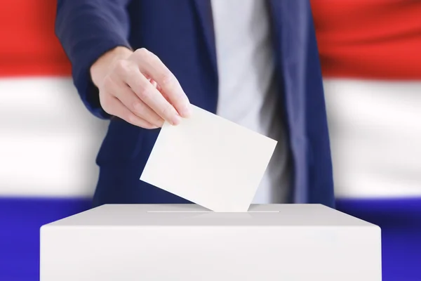 Votación. Poner una papeleta en una urna . —  Fotos de Stock