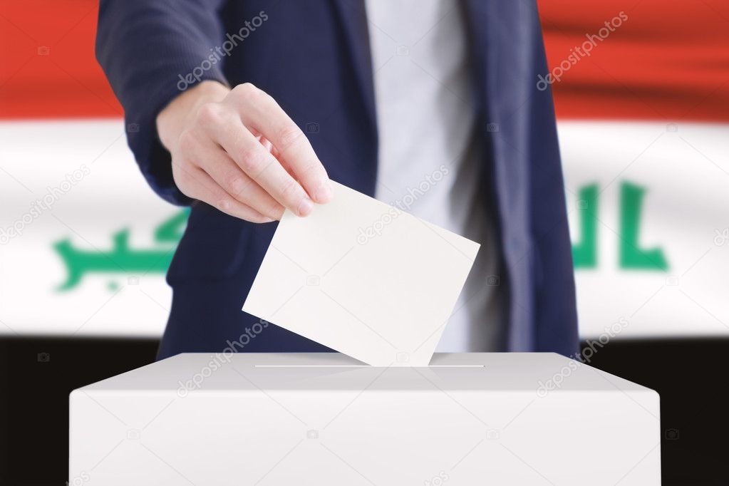 Voting. Man putting a ballot.