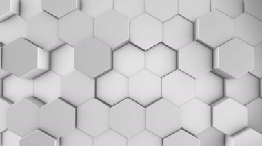 Animasyon Beyaz Altıgen Döngüsü. Soyut Arkaplan.