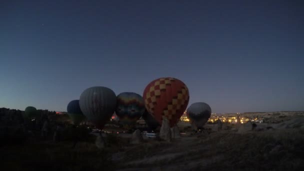 Tempo Decolagem Dos Balões Quente Capadócia — Vídeo de Stock