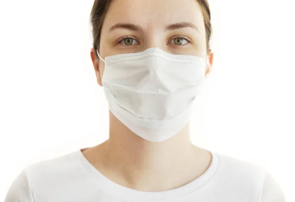 Mujer Joven Con Máscara Facial Coronavirus Covid —  Fotos de Stock