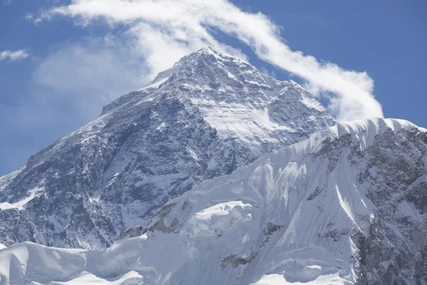 Monte Everest World Highest Mountain 8848 Metros Cordillera Del Himalaya —  Fotos de Stock