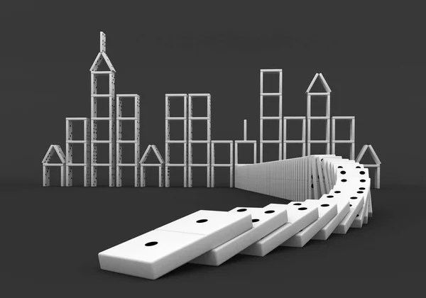 Domino Effect Crisis Concept Render — Stock Photo, Image