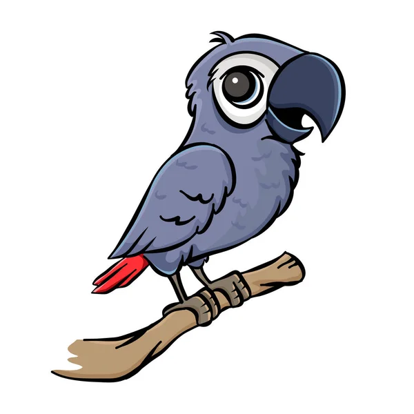 Cartoon Character Parrot Branch — Stock Vector