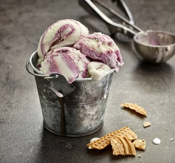 Ванильное и черничное мороженое — стоковое фото