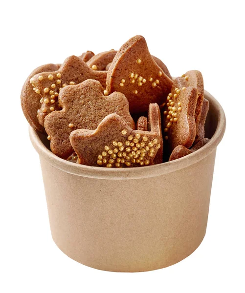 Gingerbread cookies in a paper cup — Stock Photo, Image