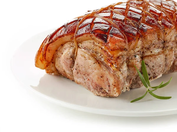 白色背景上的烤的猪肉 — 图库照片