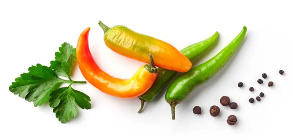 Various chili peppers and parsley — Stock Photo, Image