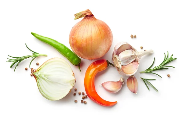 Composition of onions and spices — Stock Photo, Image