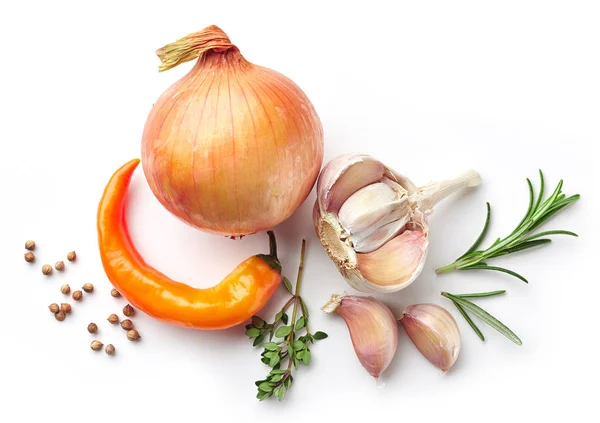 Composition of onions and spices — Stock Photo, Image