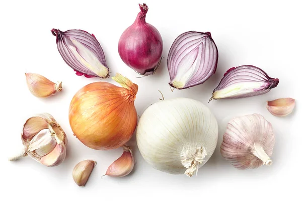 Various onions and garlic — Stock Photo, Image