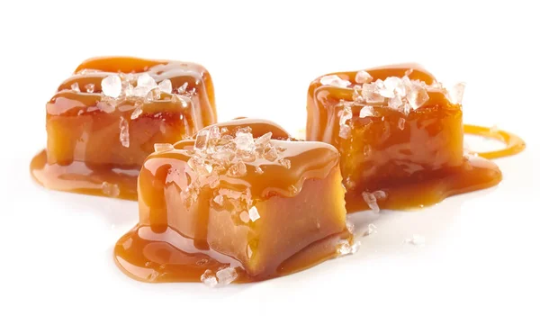 Homemade salted caramel pieces — Stock Photo, Image