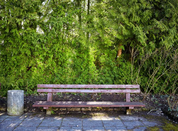 Houten bank in een park — Stockfoto