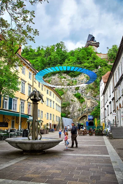 View of the Schlossbergplatz square, Graz — Stock Photo, Image